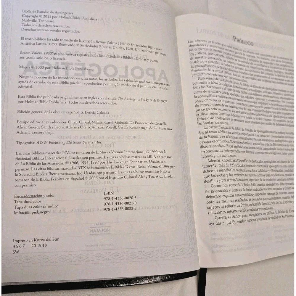 Biblia Pastoral de Estudio de Apologetica RV1960‎ imit piel negro Spanish Study